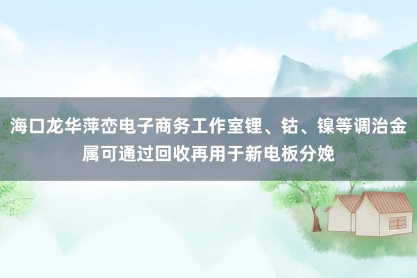 海口龙华萍峦电子商务工作室锂、钴、镍等调治金属可通过回收再用于新电板分娩